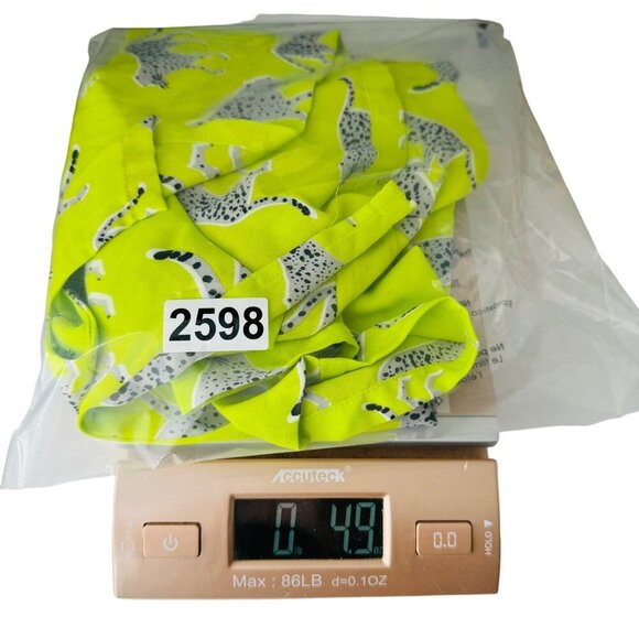 Ann Taylor Factory Petite XSP Lime Green Cheetah Print Drape Cardigan Blouse - Picture 6 of 6